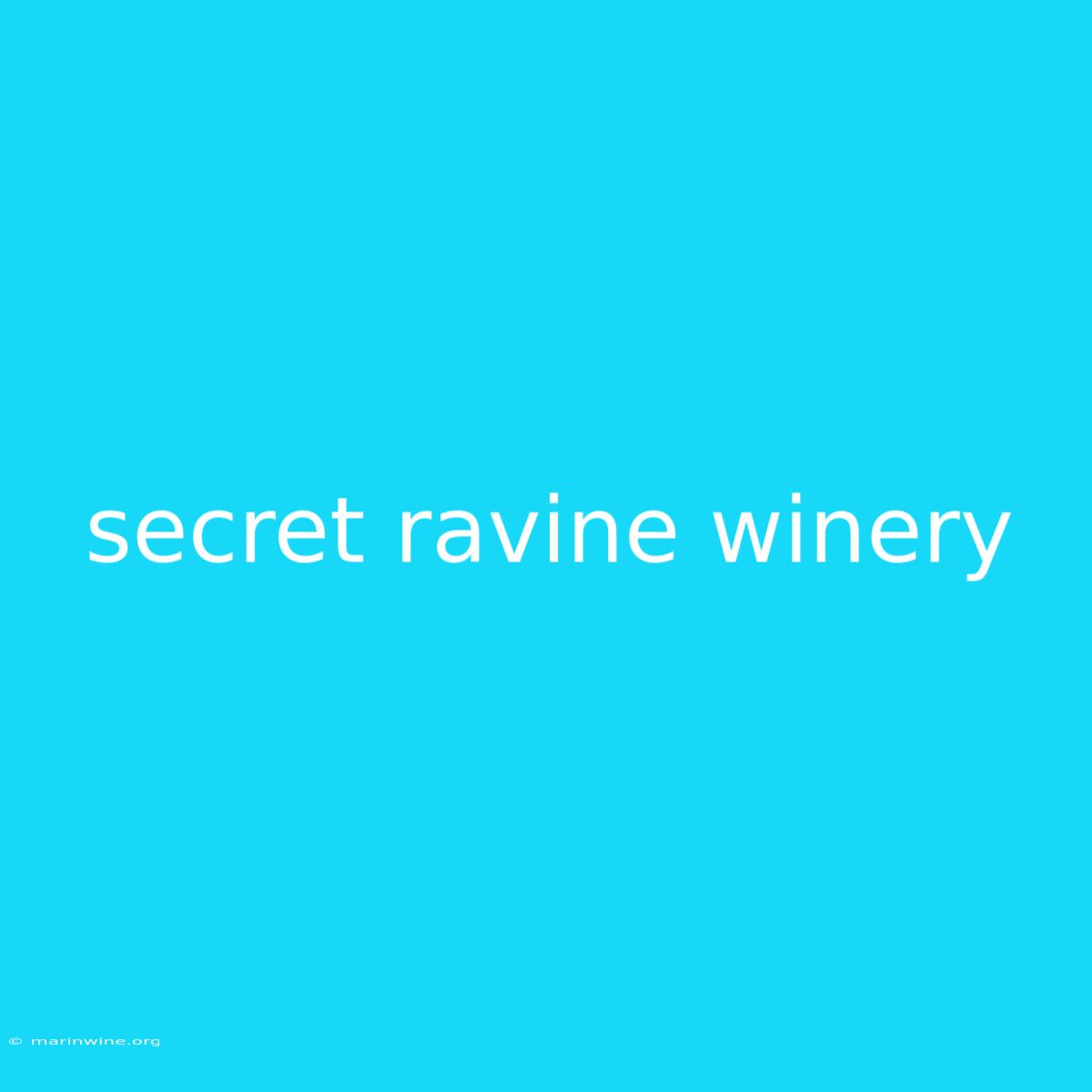 Secret Ravine Winery