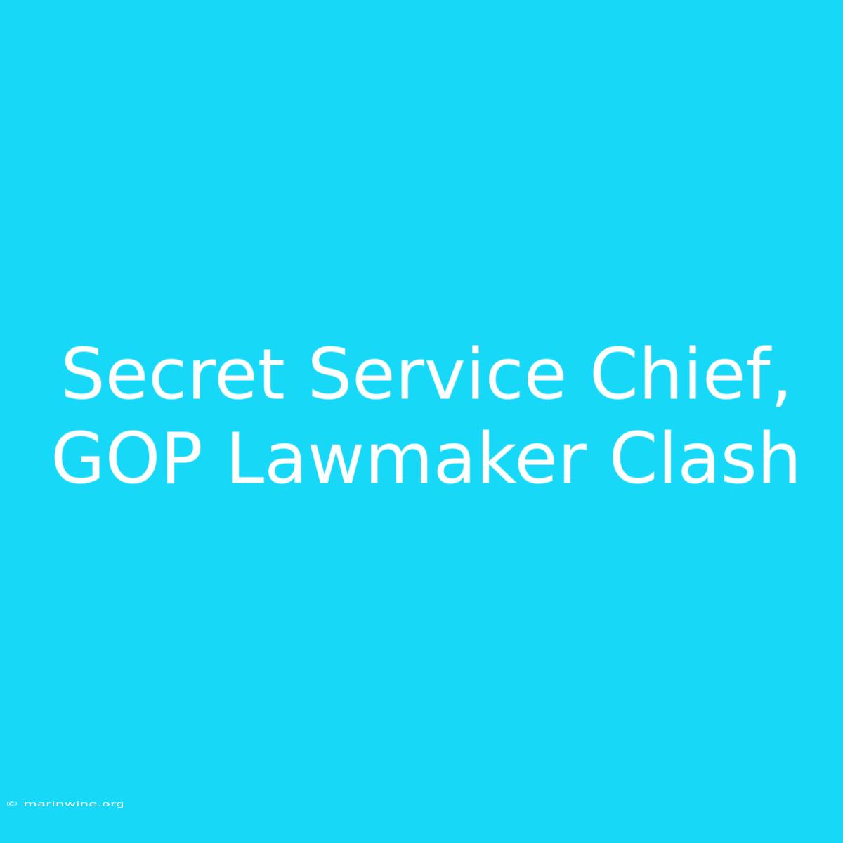 Secret Service Chief, GOP Lawmaker Clash