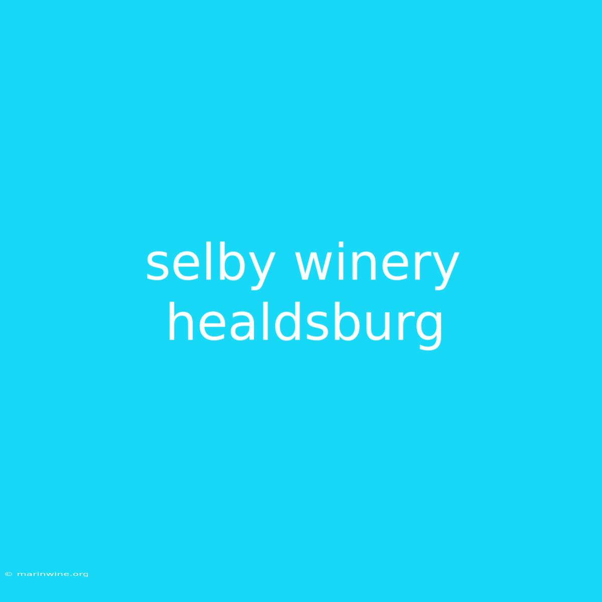 Selby Winery Healdsburg