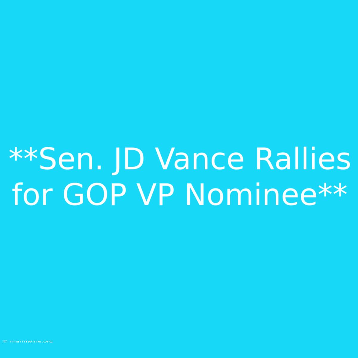 **Sen. JD Vance Rallies For GOP VP Nominee**