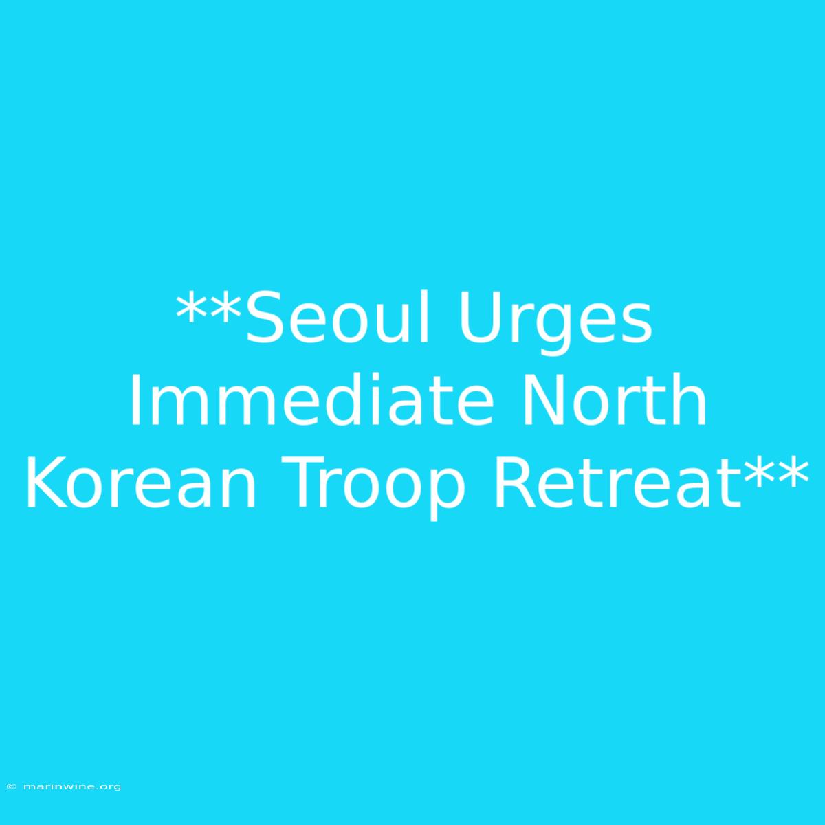 **Seoul Urges Immediate North Korean Troop Retreat** 