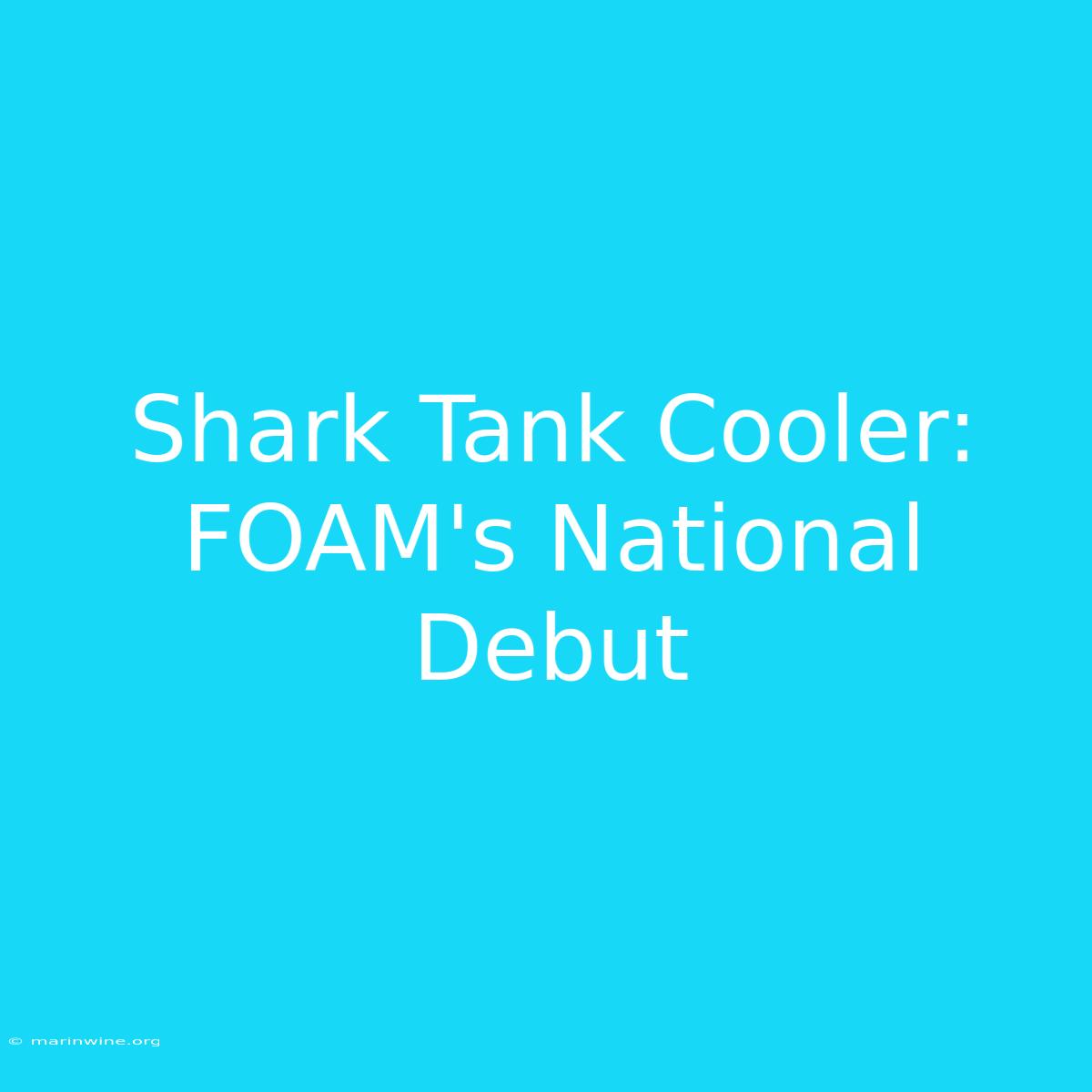 Shark Tank Cooler: FOAM's National Debut