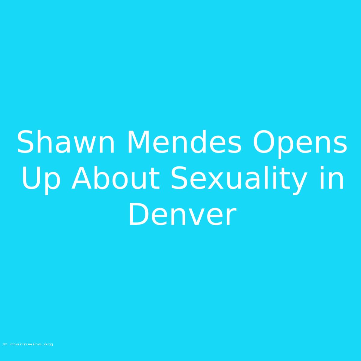 Shawn Mendes Opens Up About Sexuality In Denver