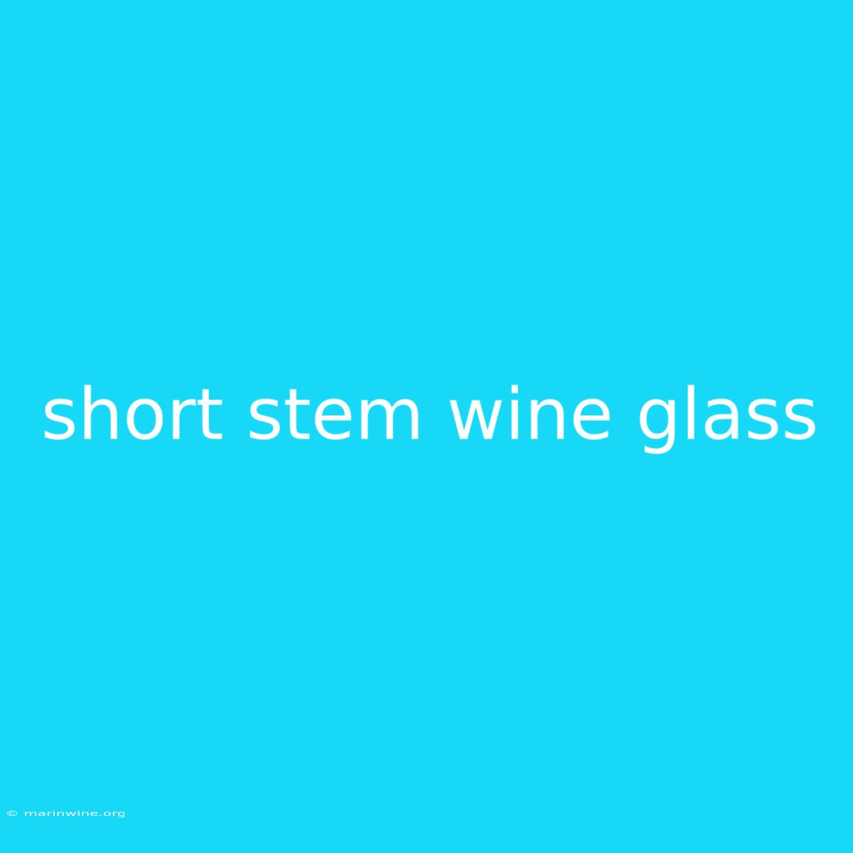 Short Stem Wine Glass