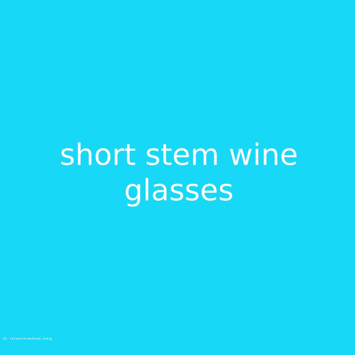 Short Stem Wine Glasses