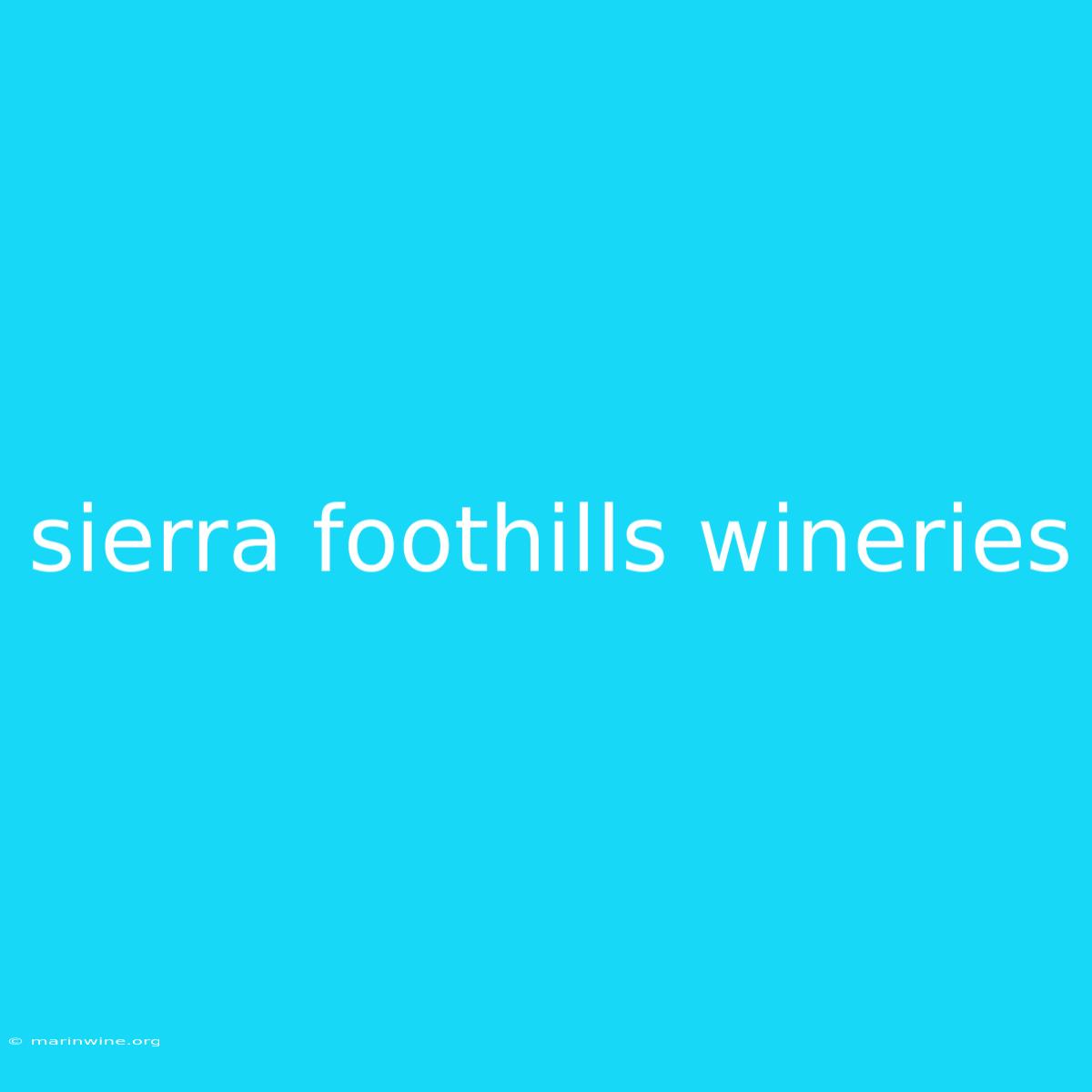 Sierra Foothills Wineries