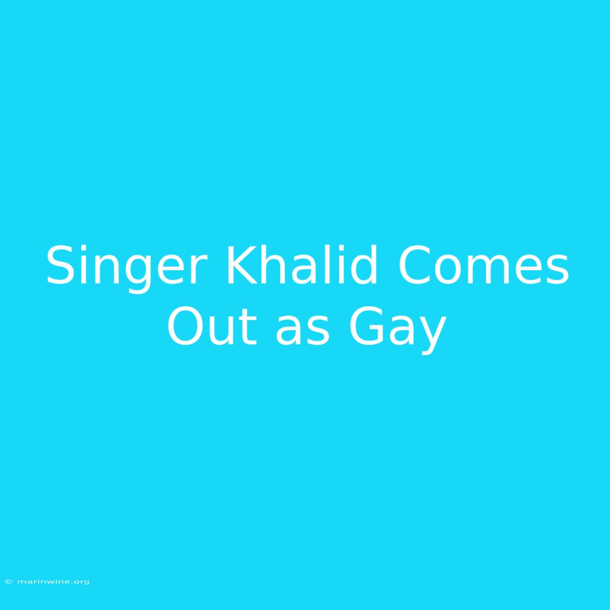 Singer Khalid Comes Out As Gay