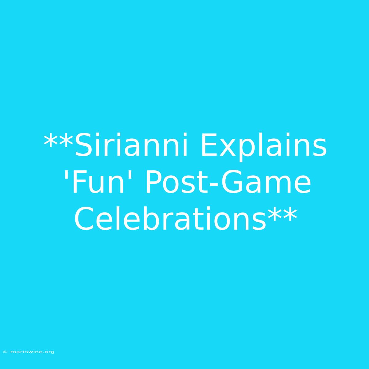 **Sirianni Explains 'Fun' Post-Game Celebrations**