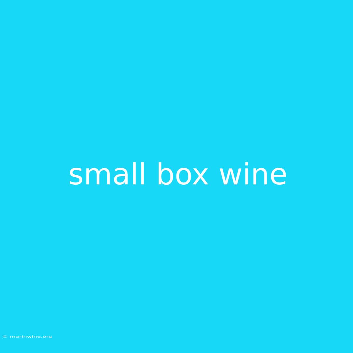 Small Box Wine