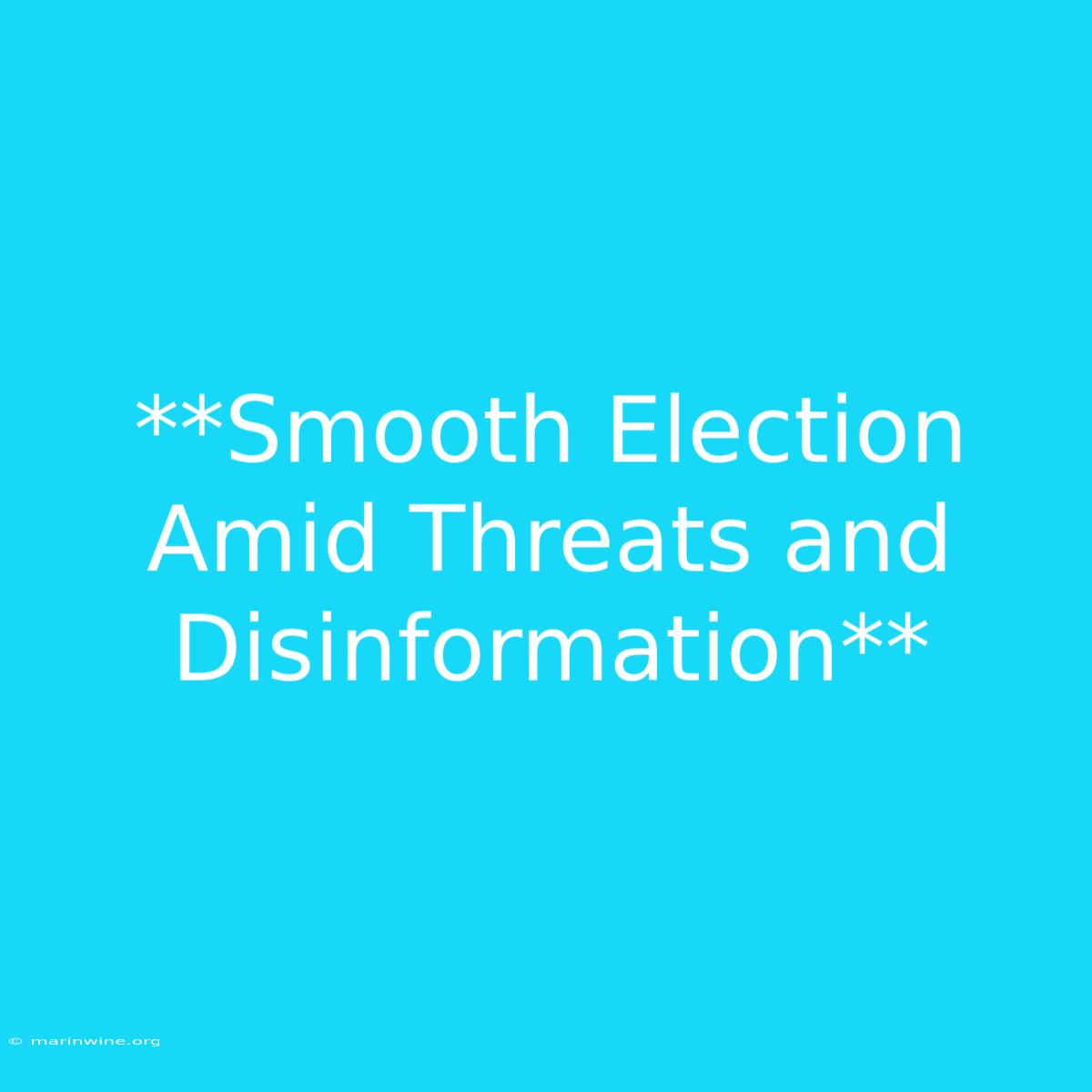 **Smooth Election Amid Threats And Disinformation**