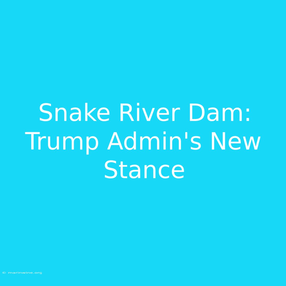 Snake River Dam: Trump Admin's New Stance