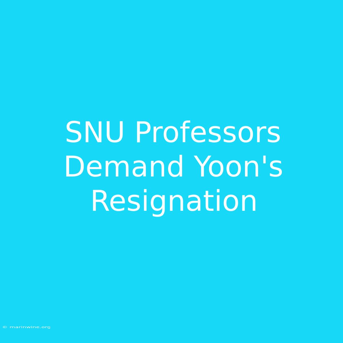 SNU Professors Demand Yoon's Resignation