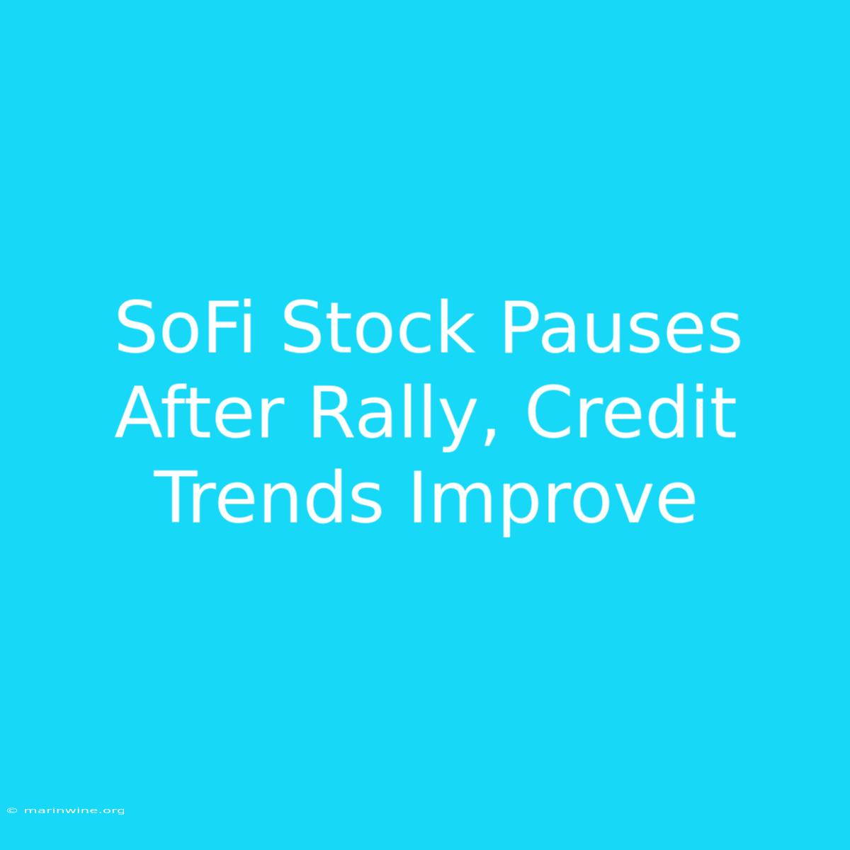 SoFi Stock Pauses After Rally, Credit Trends Improve