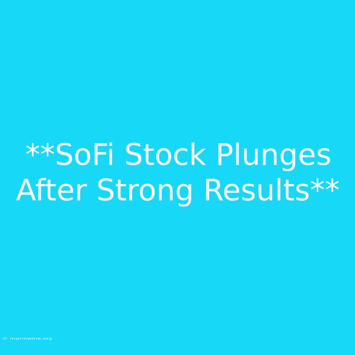 **SoFi Stock Plunges After Strong Results**