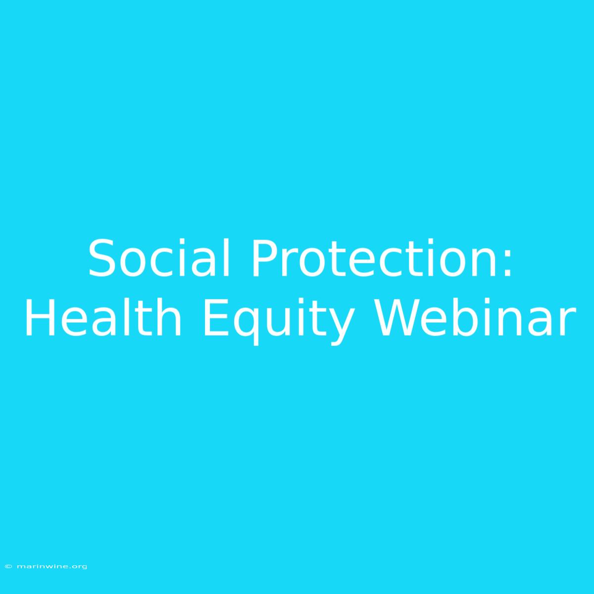 Social Protection: Health Equity Webinar