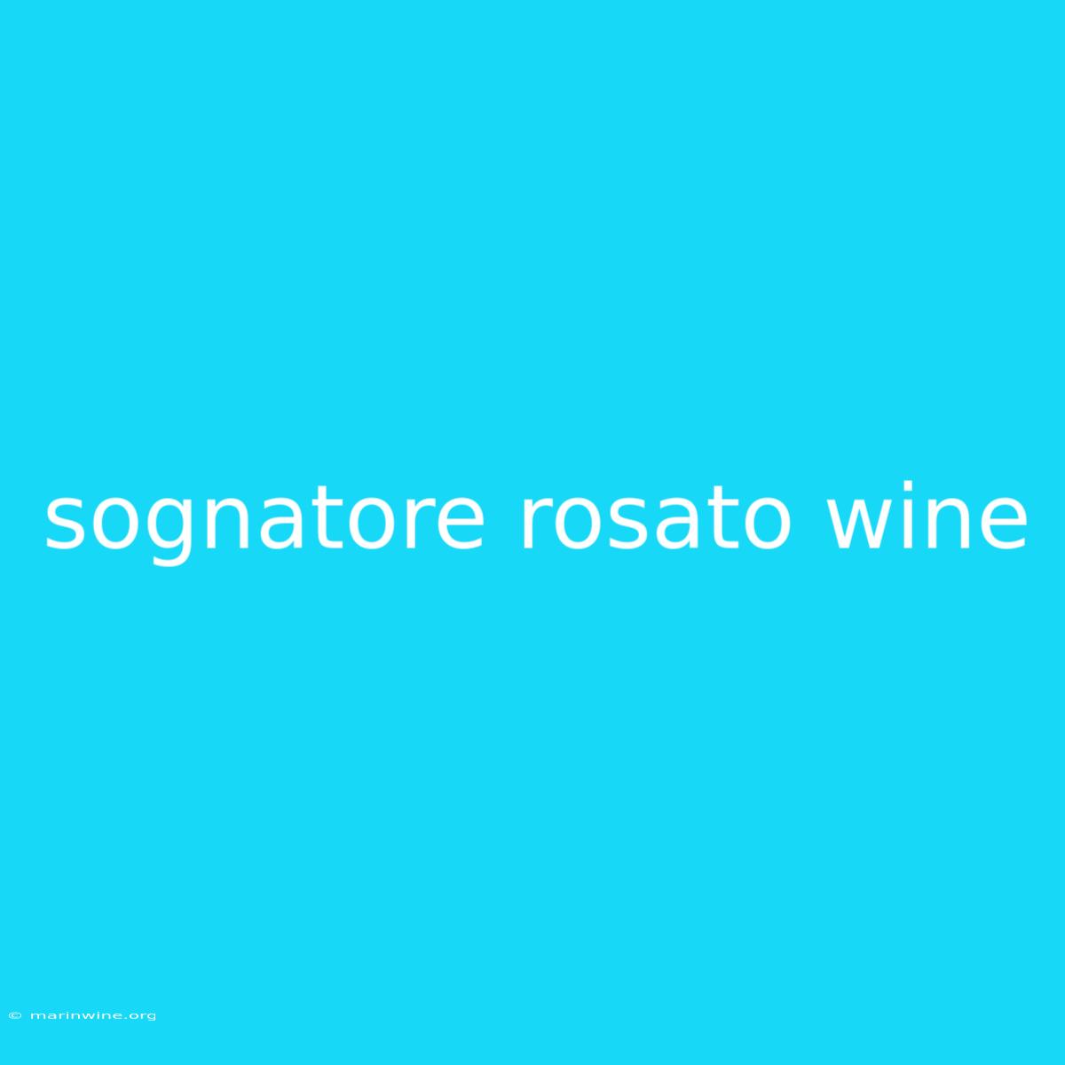 Sognatore Rosato Wine