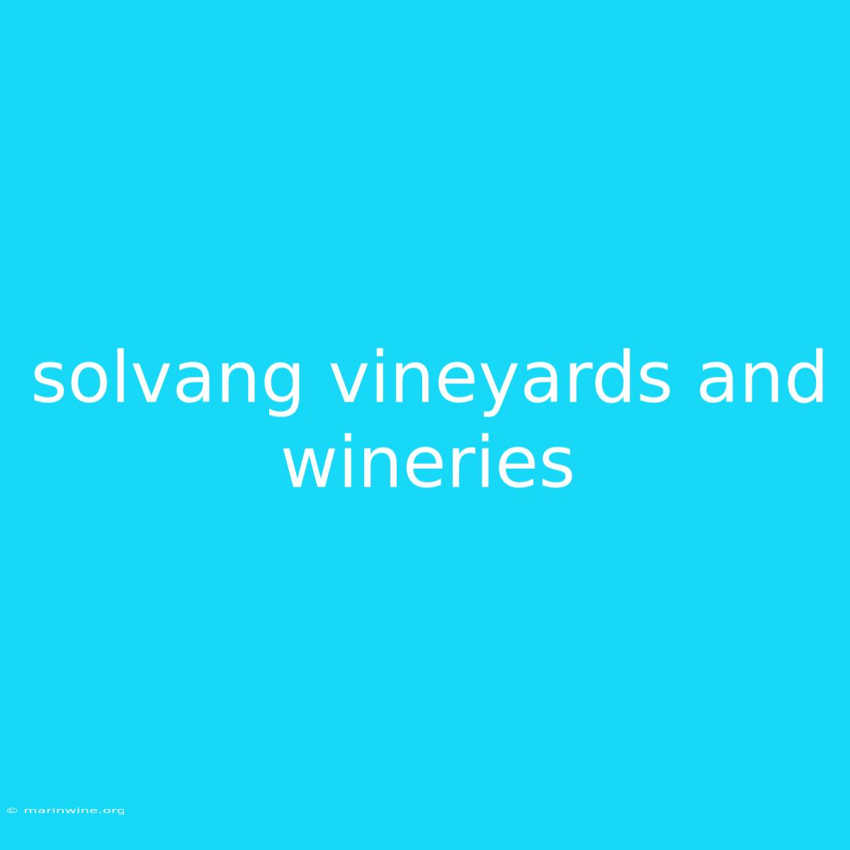 Solvang Vineyards And Wineries