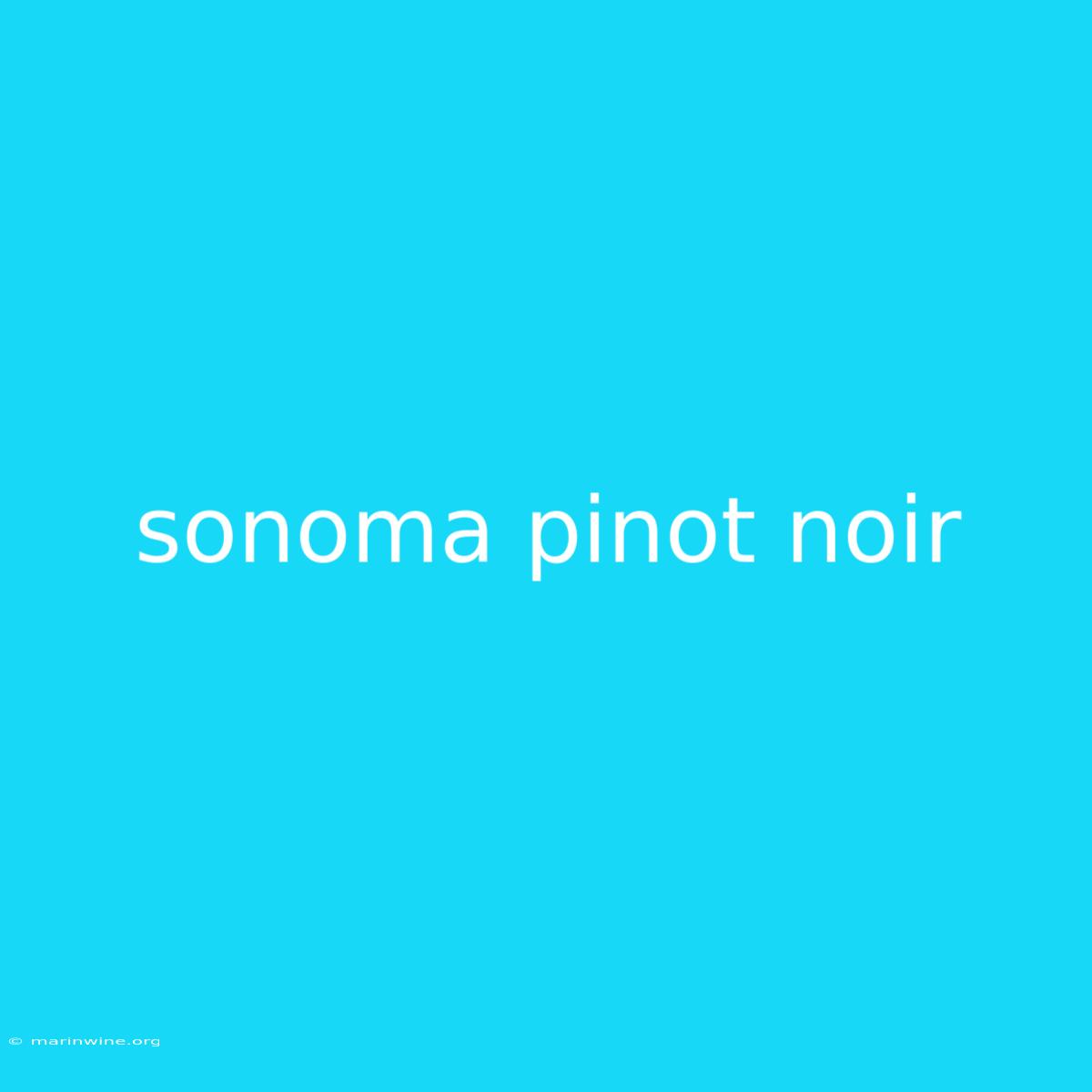 Sonoma Pinot Noir