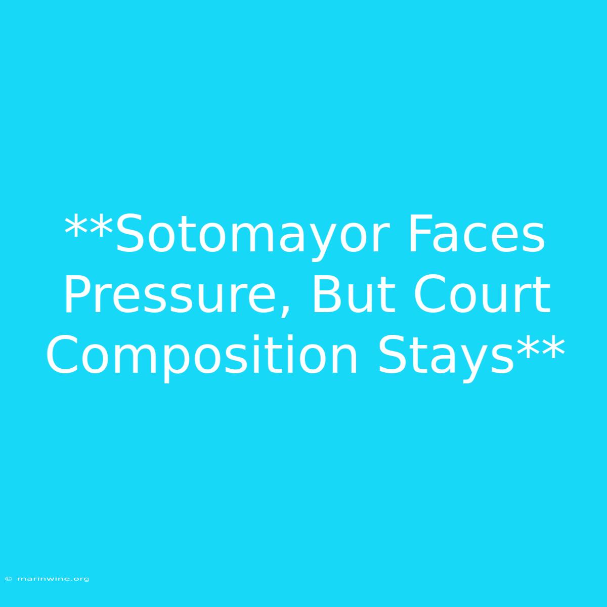 **Sotomayor Faces Pressure, But Court Composition Stays** 