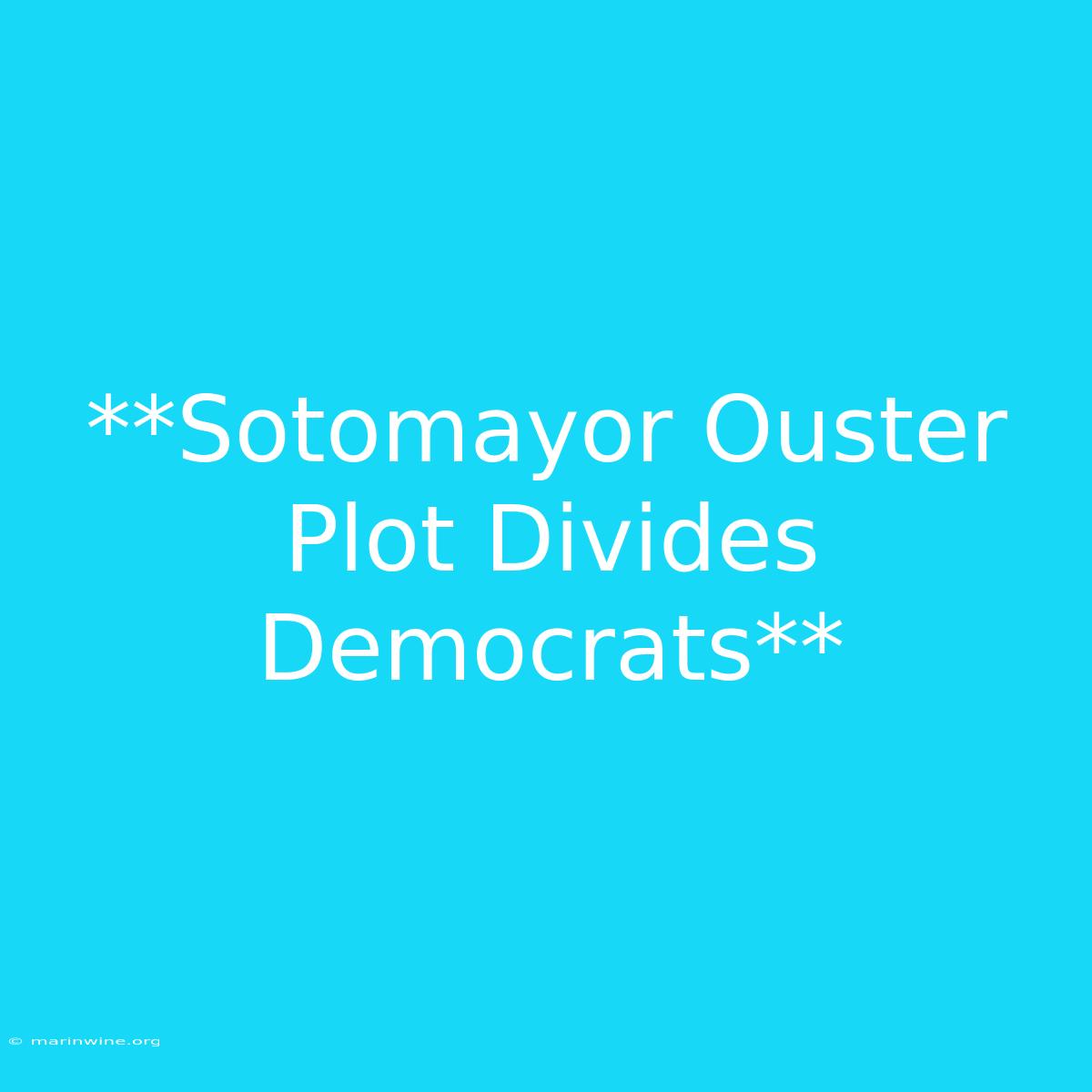 **Sotomayor Ouster Plot Divides Democrats**