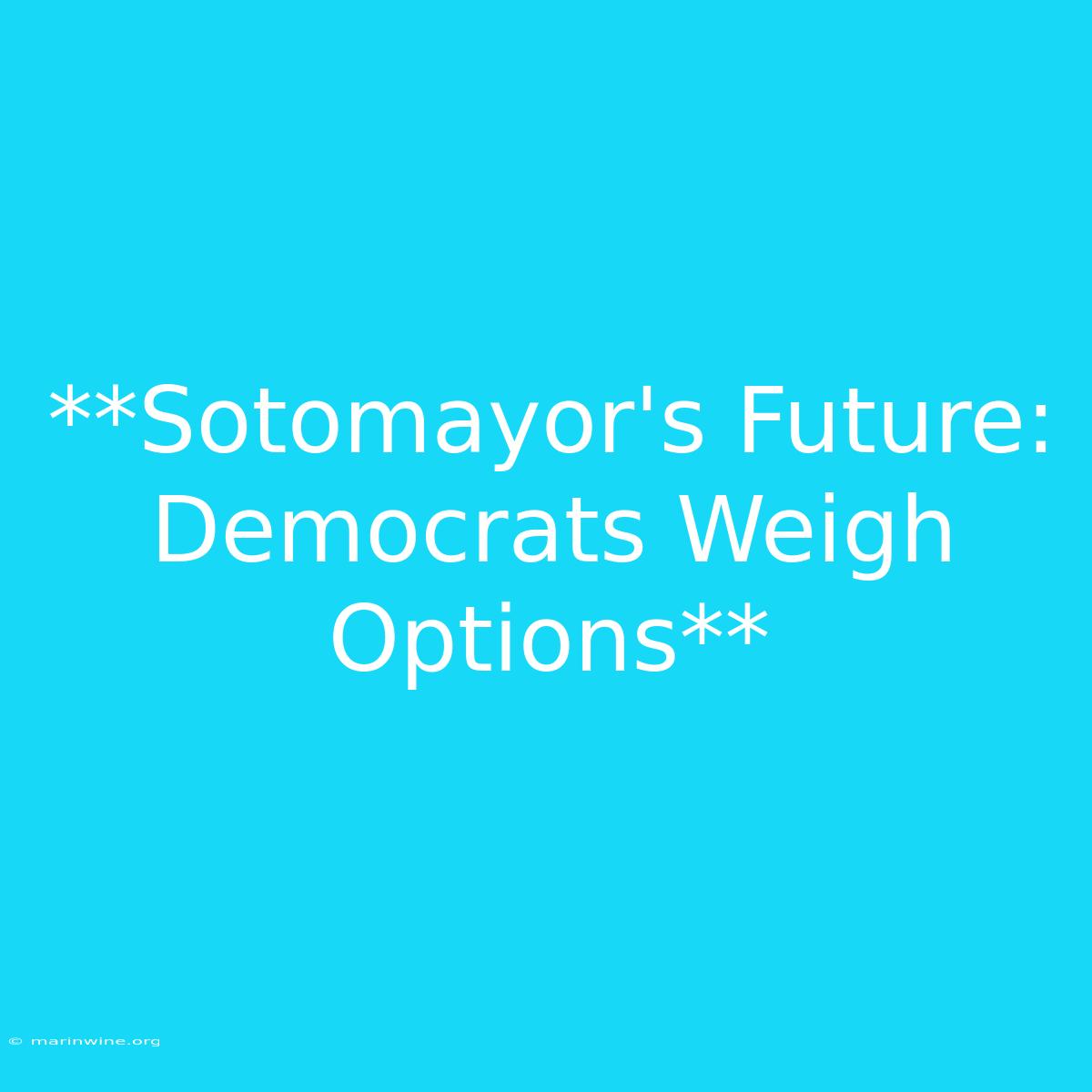 **Sotomayor's Future: Democrats Weigh Options** 