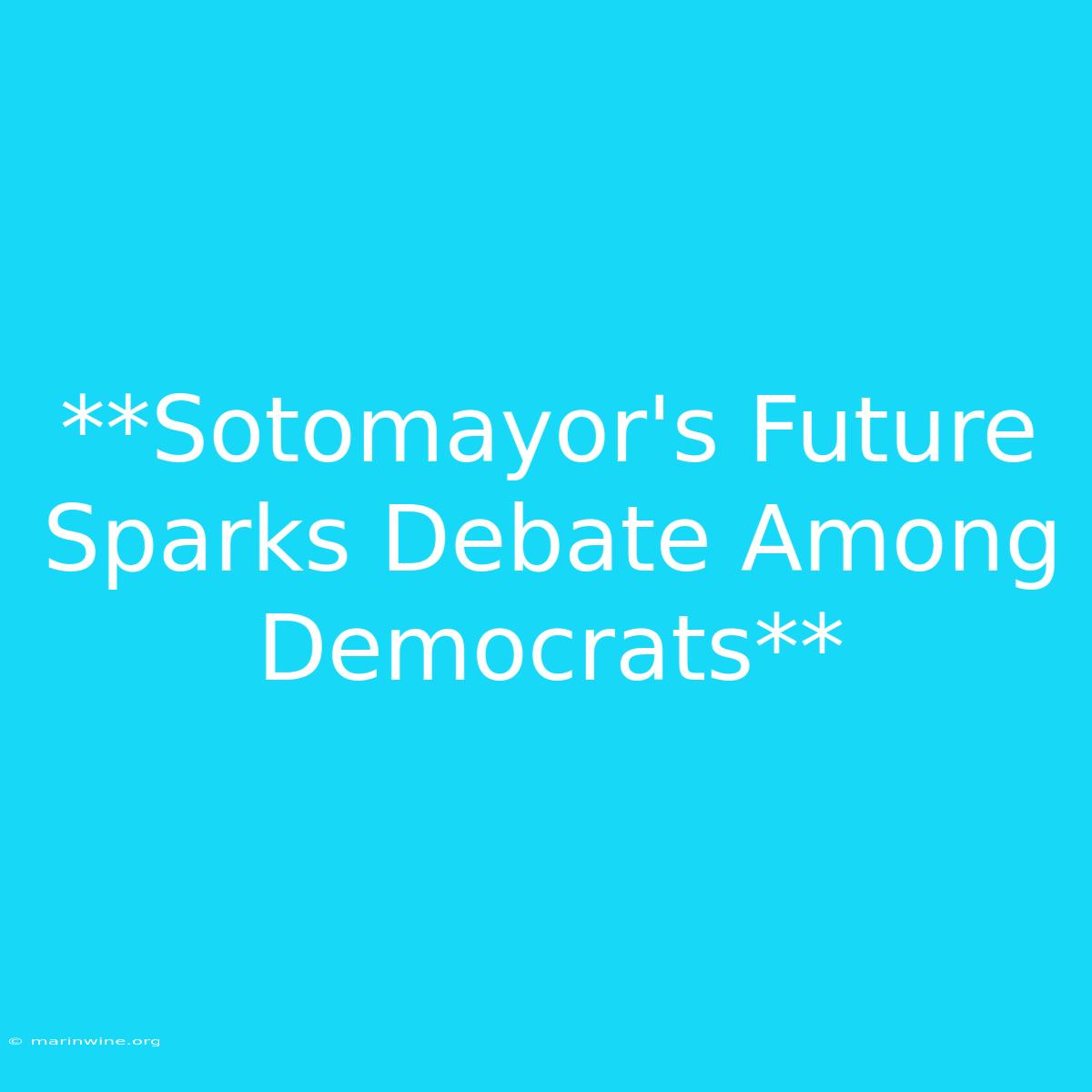 **Sotomayor's Future Sparks Debate Among Democrats** 