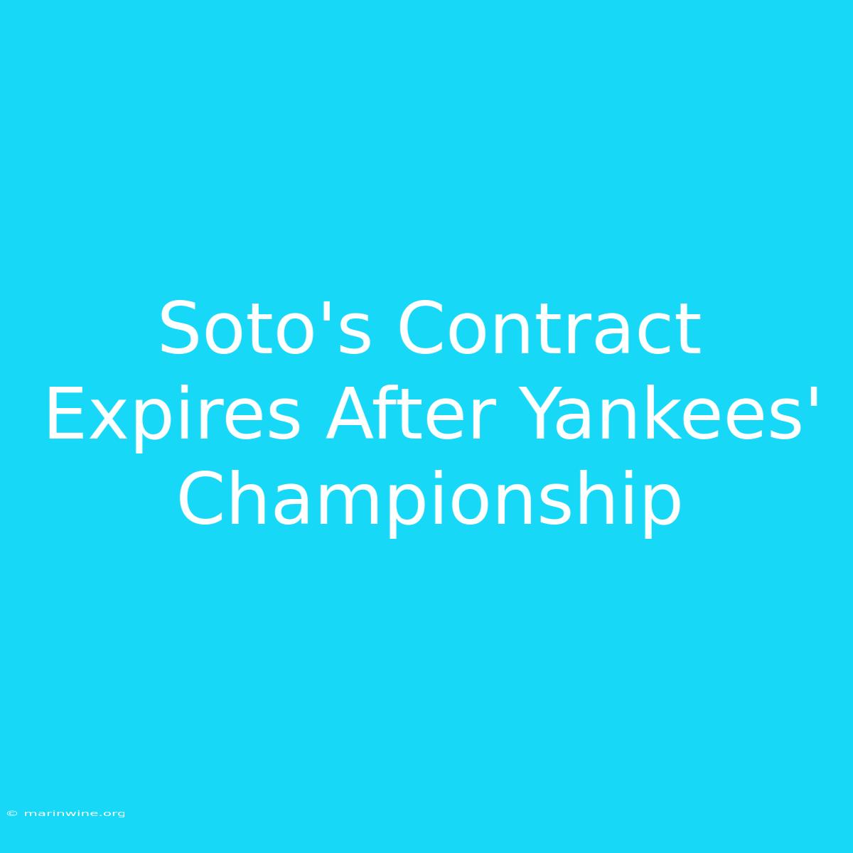 Soto's Contract Expires After Yankees' Championship