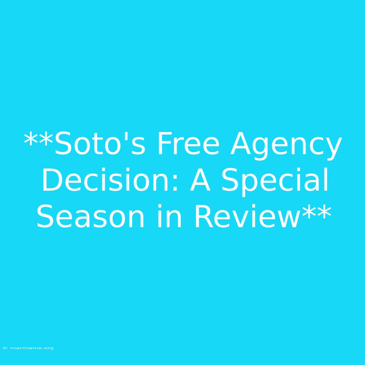 **Soto's Free Agency Decision: A Special Season In Review** 