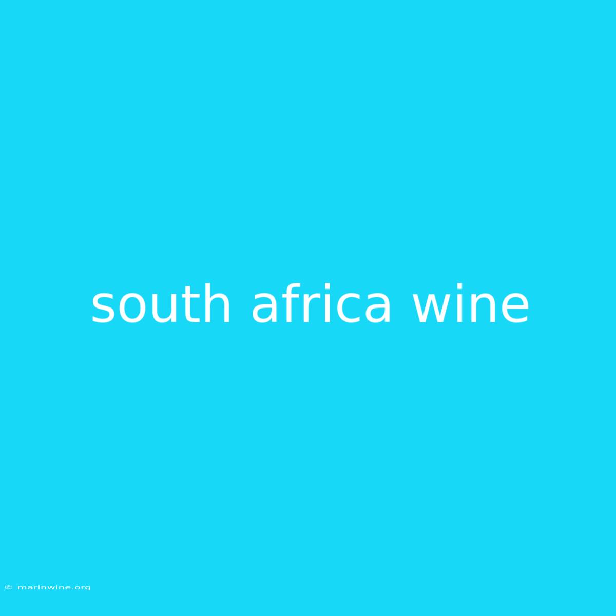 South Africa Wine