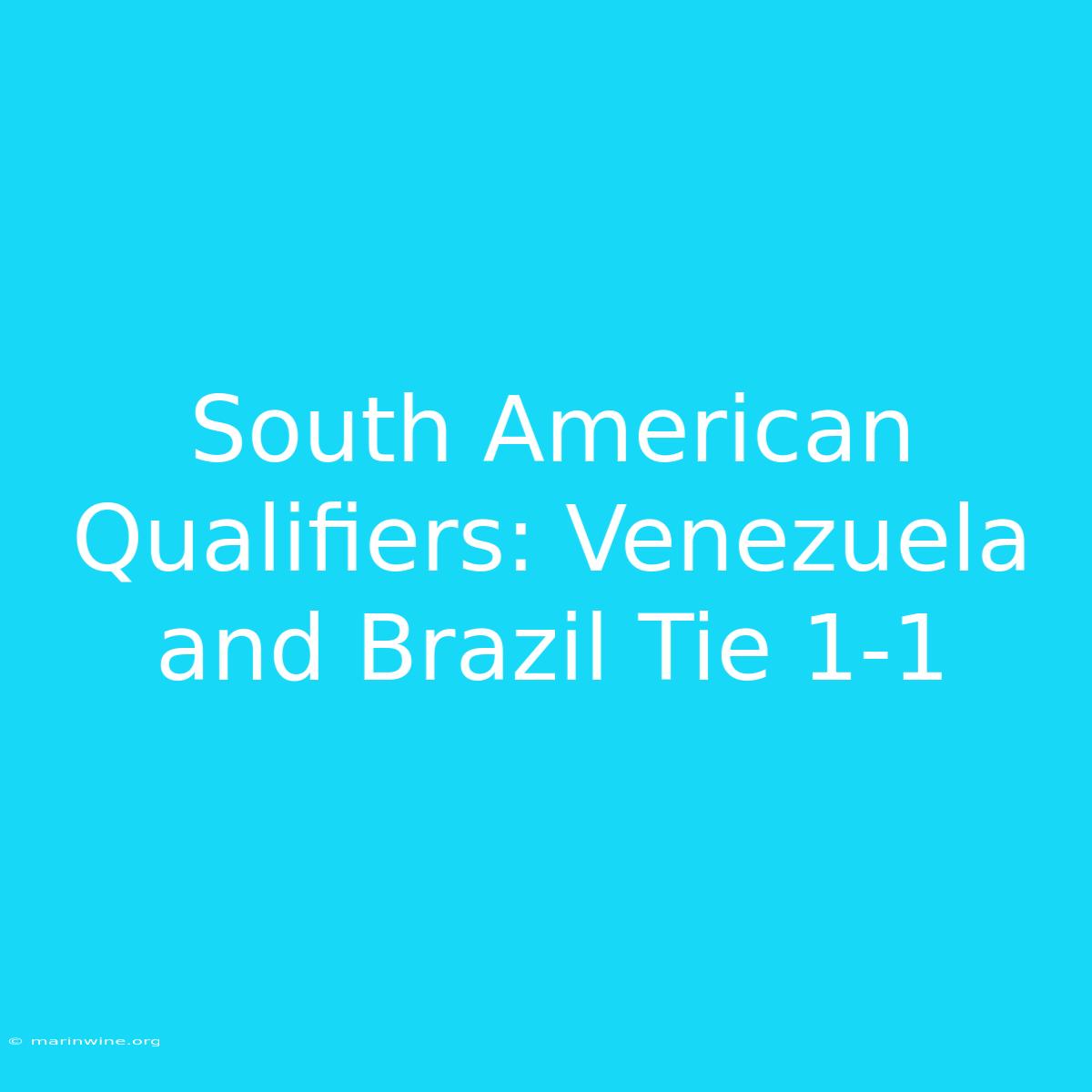 South American Qualifiers: Venezuela And Brazil Tie 1-1