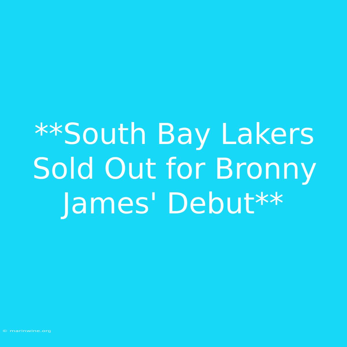 **South Bay Lakers Sold Out For Bronny James' Debut**