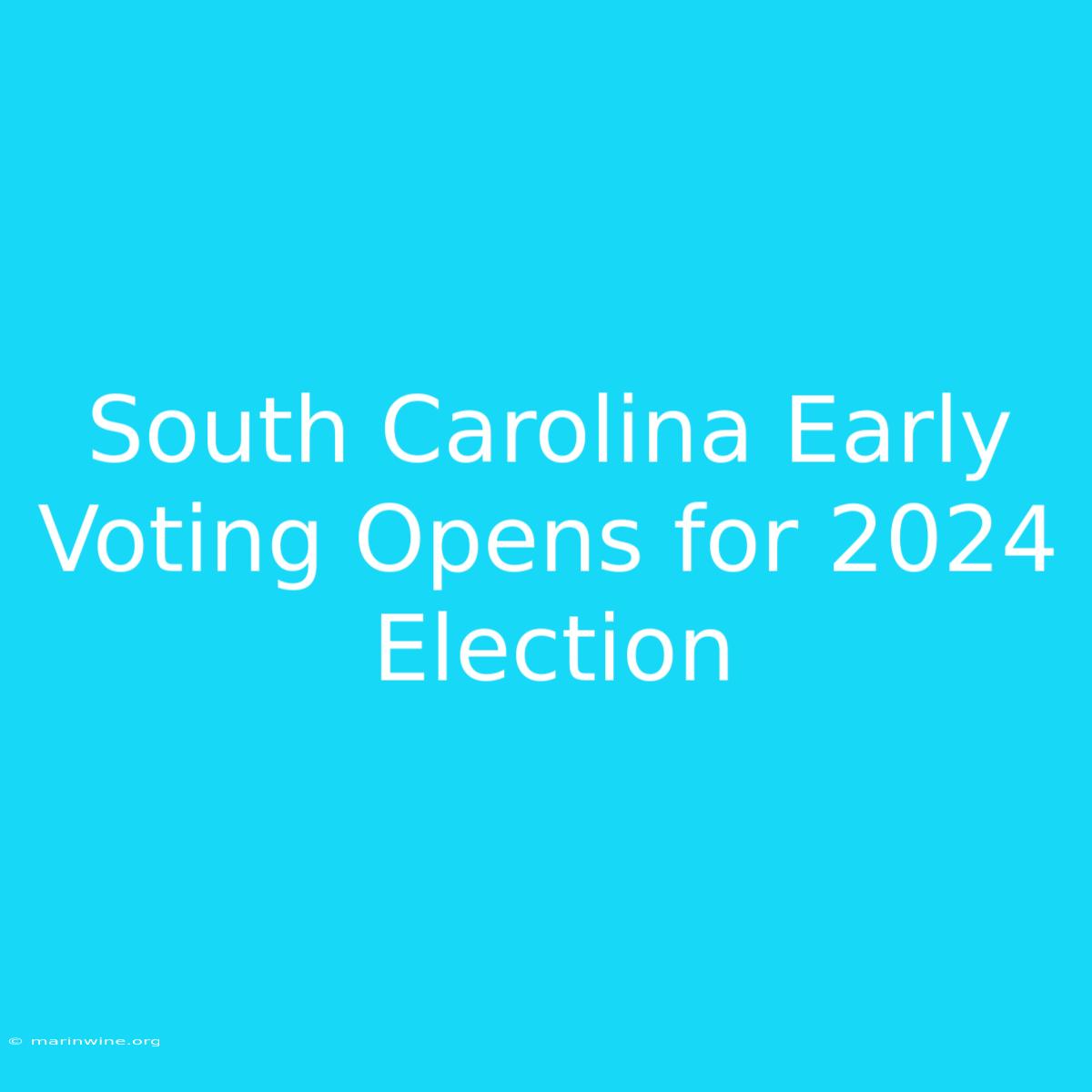 South Carolina Early Voting Opens For 2024 Election