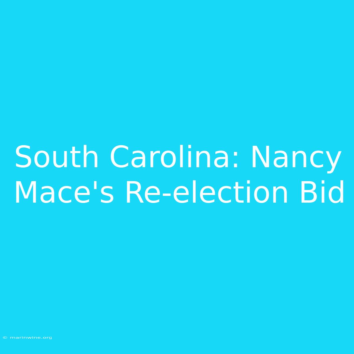 South Carolina: Nancy Mace's Re-election Bid 