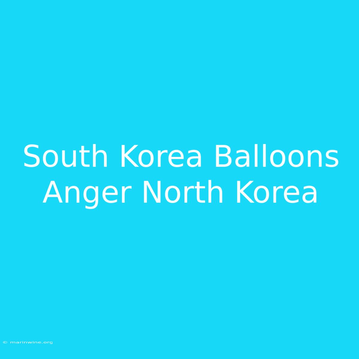 South Korea Balloons Anger North Korea