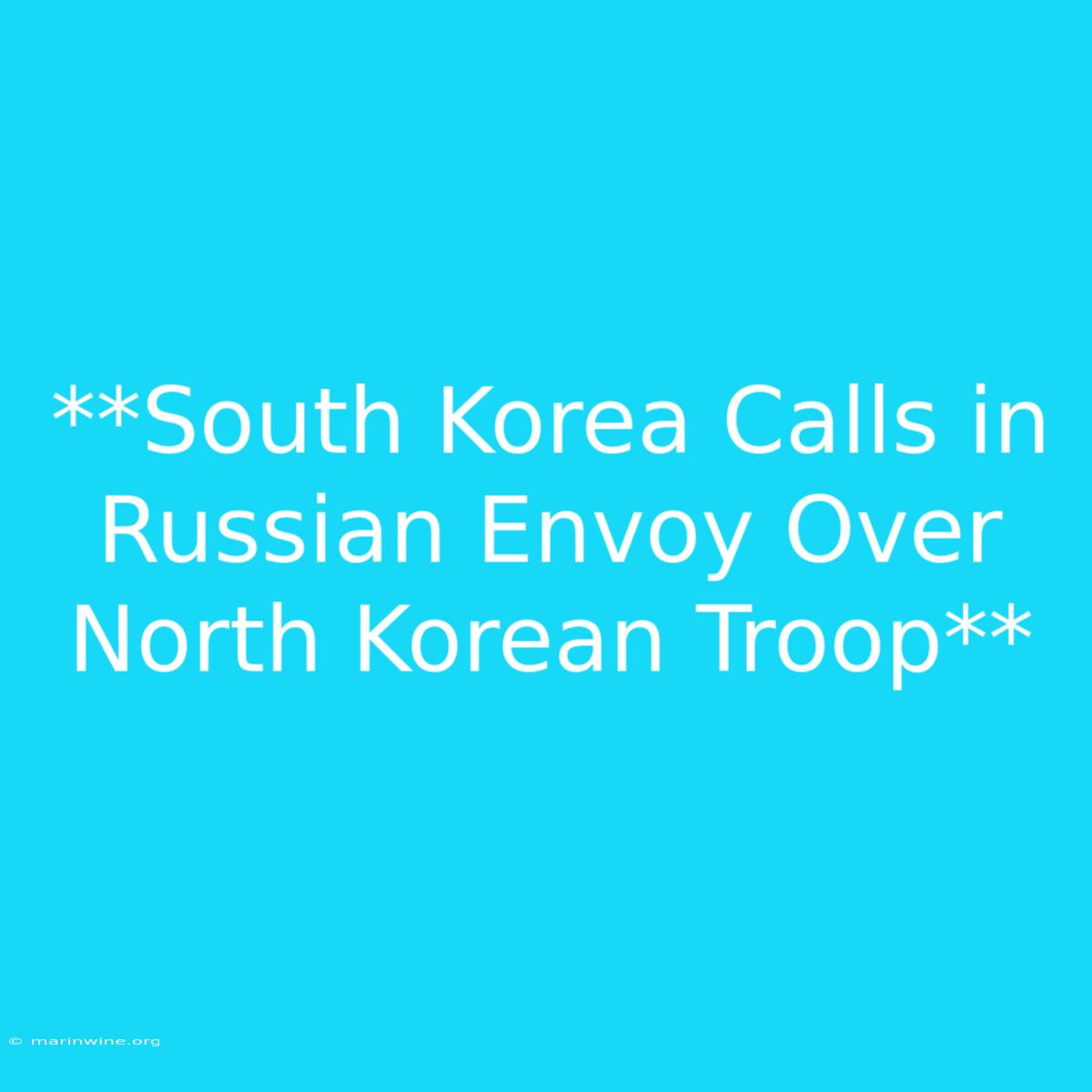 **South Korea Calls In Russian Envoy Over North Korean Troop** 