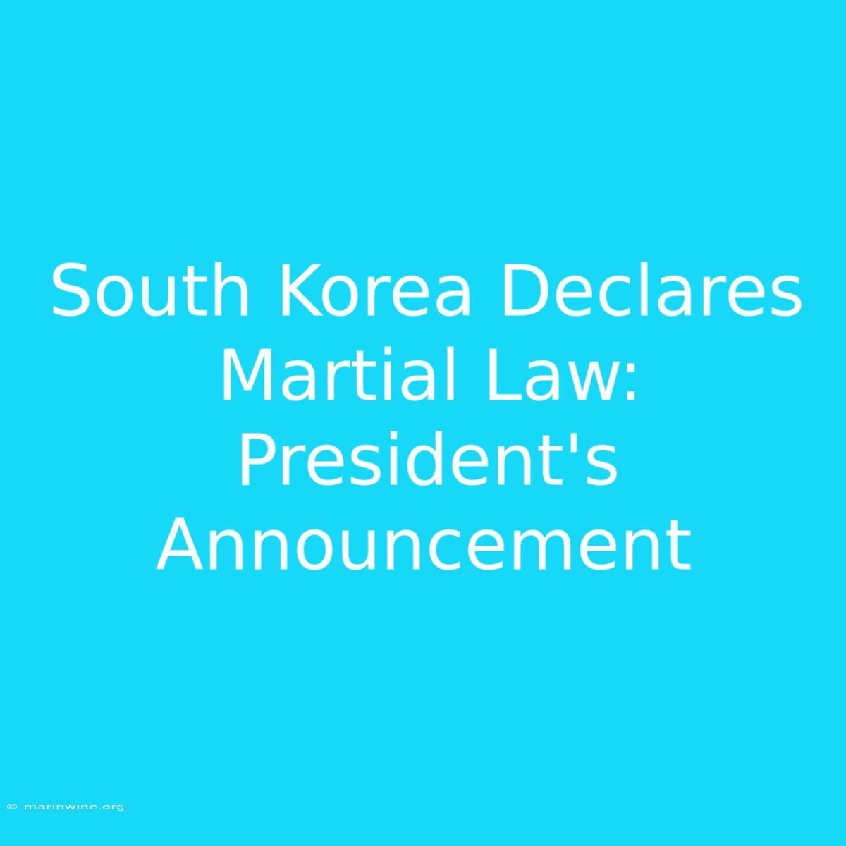 South Korea Declares Martial Law: President's Announcement