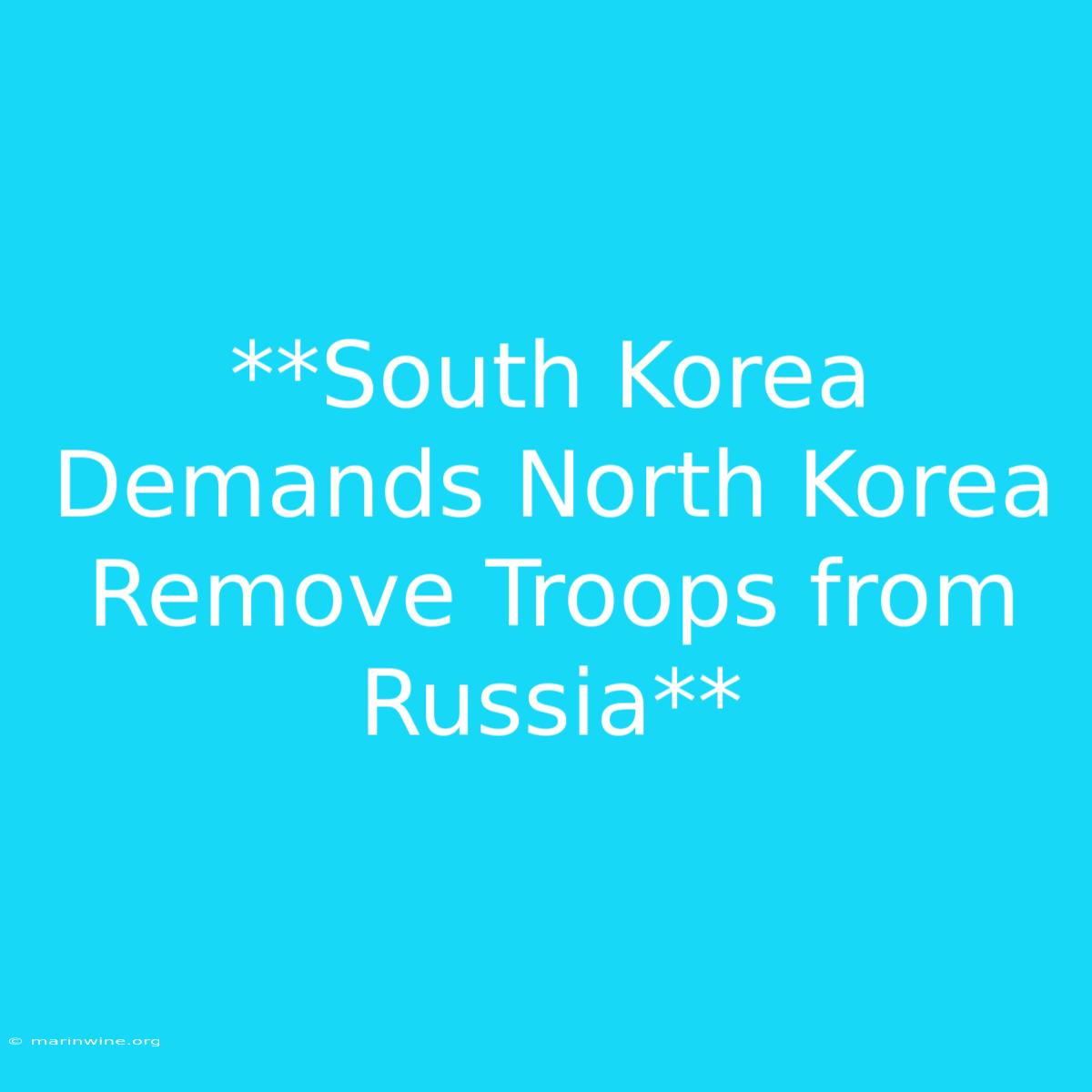 **South Korea Demands North Korea Remove Troops From Russia**