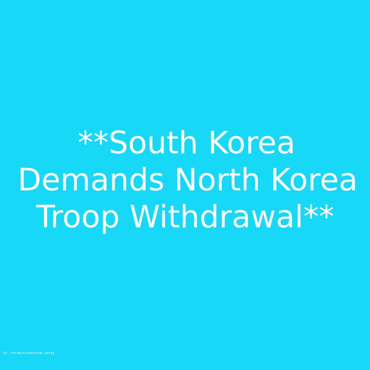 **South Korea Demands North Korea Troop Withdrawal**