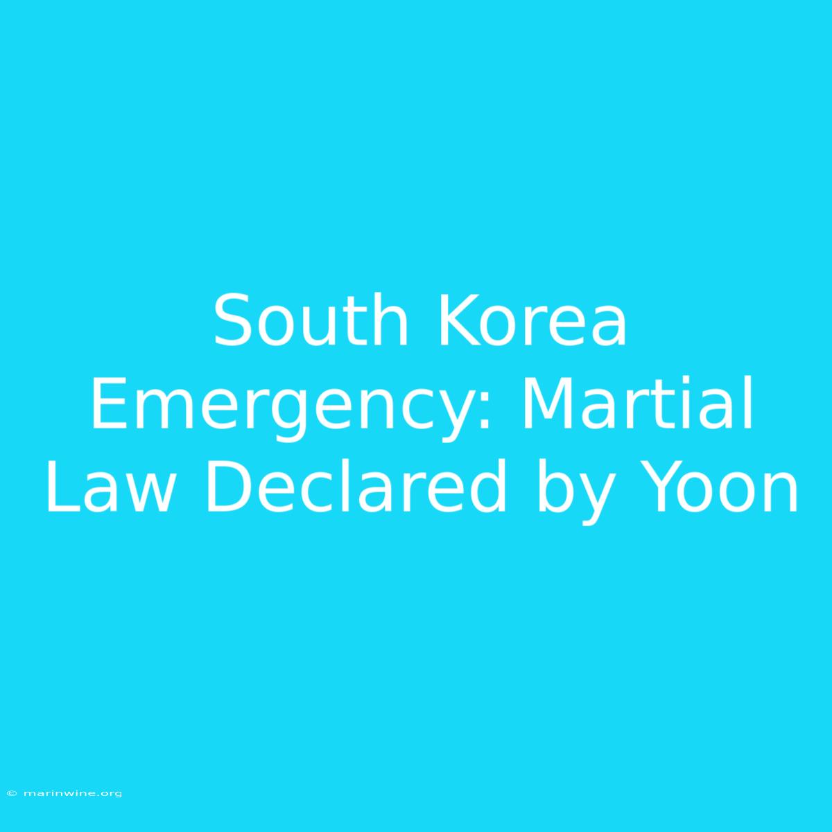 South Korea Emergency: Martial Law Declared By Yoon