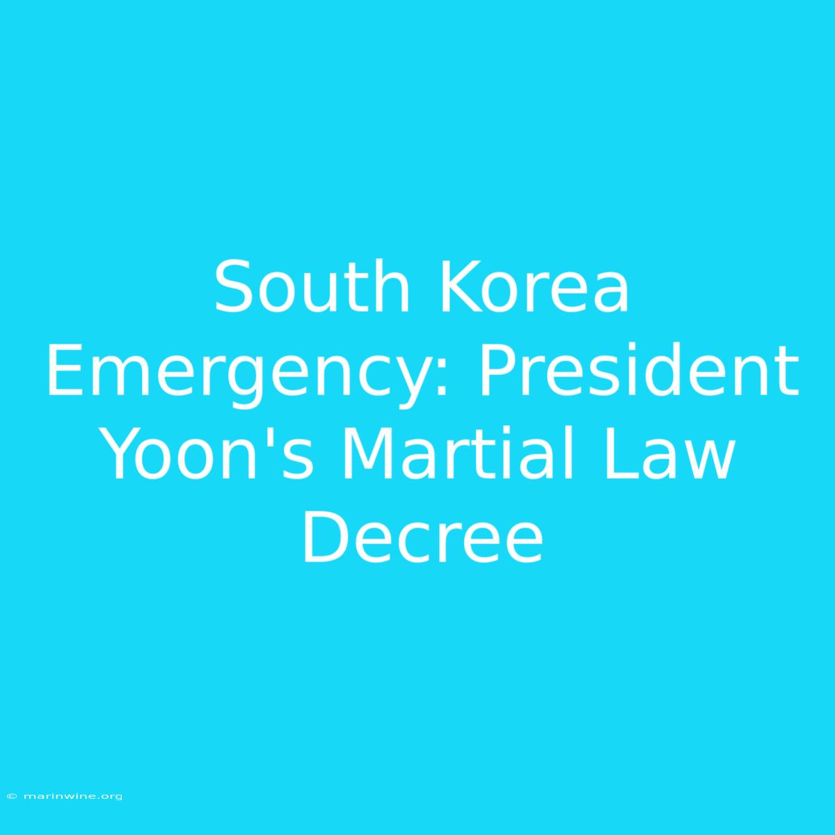 South Korea Emergency: President Yoon's Martial Law Decree