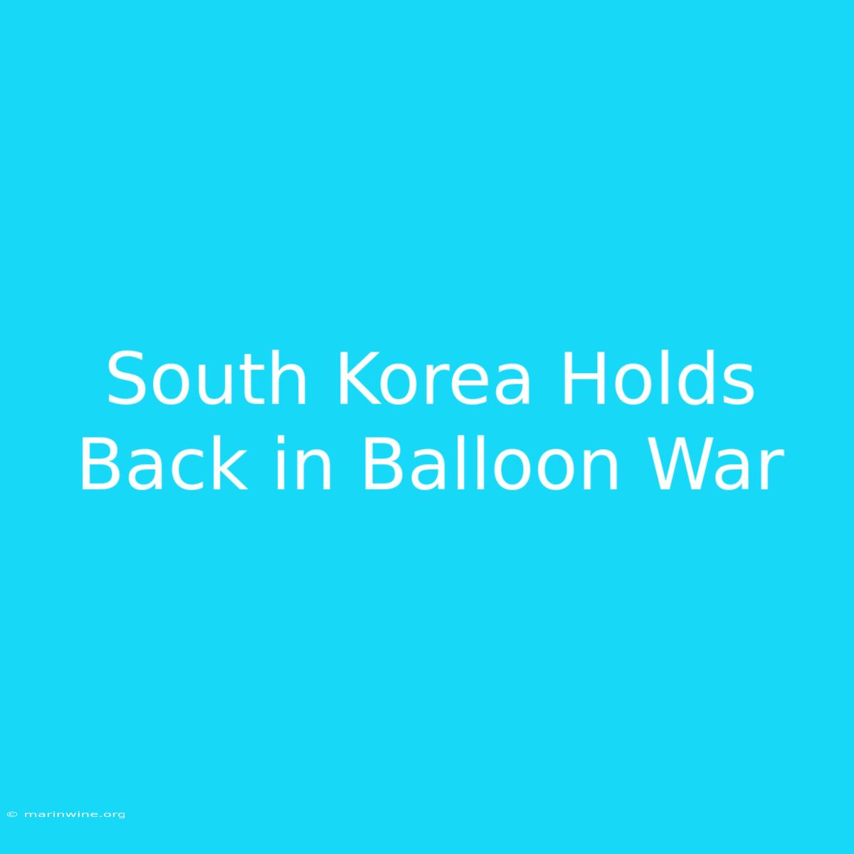 South Korea Holds Back In Balloon War