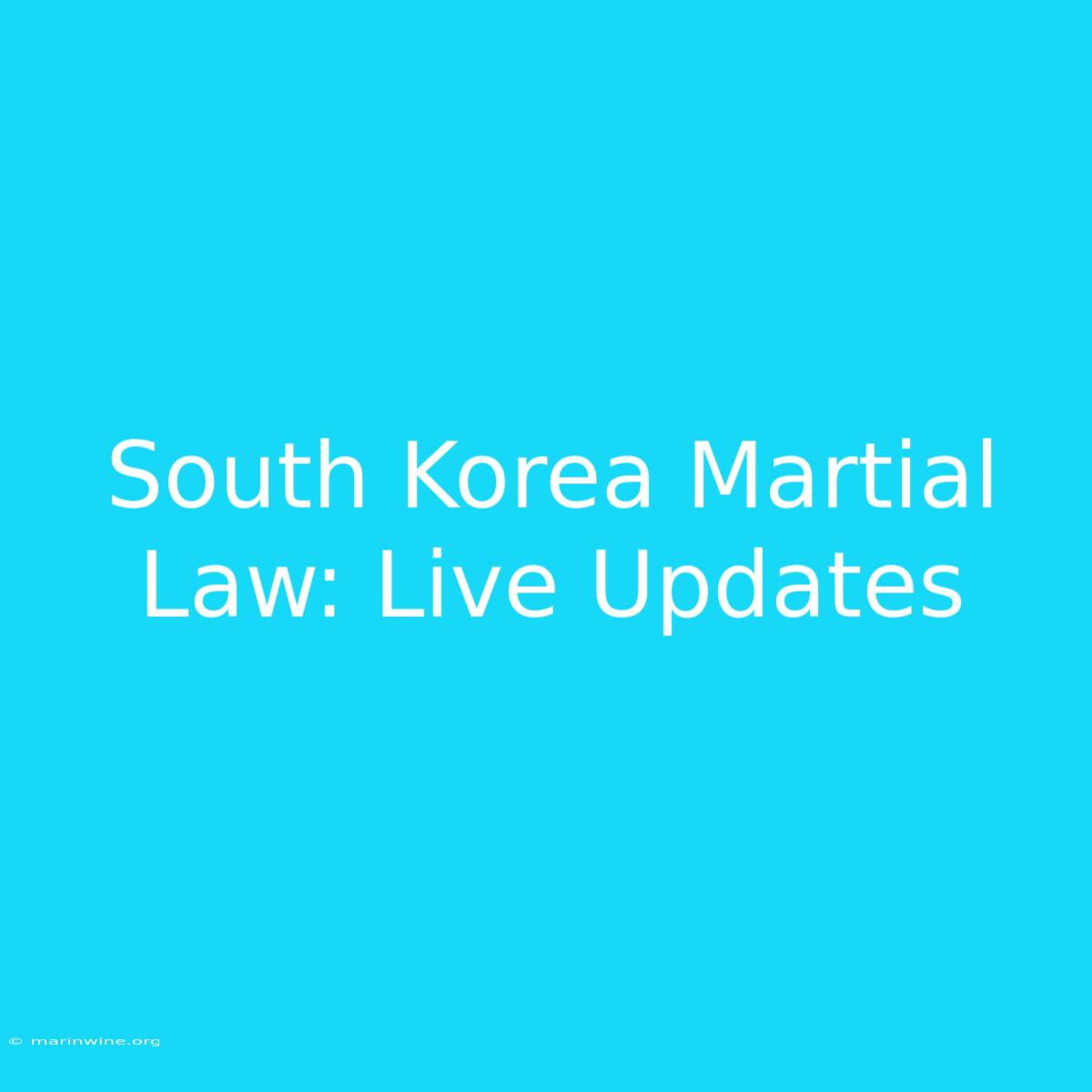 South Korea Martial Law: Live Updates