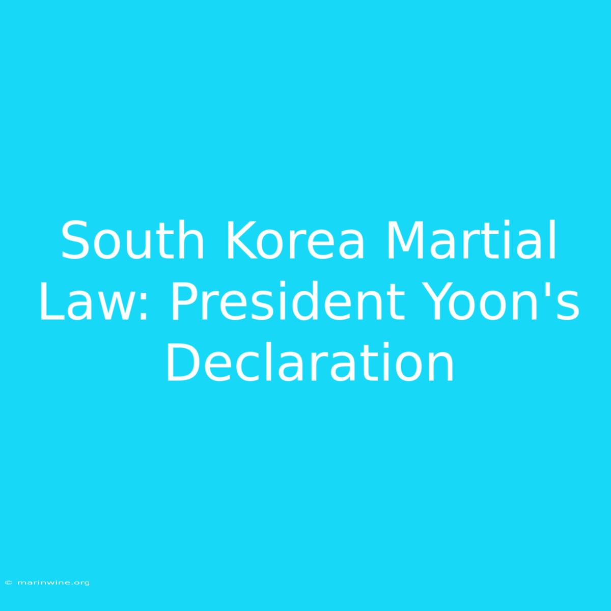 South Korea Martial Law: President Yoon's Declaration