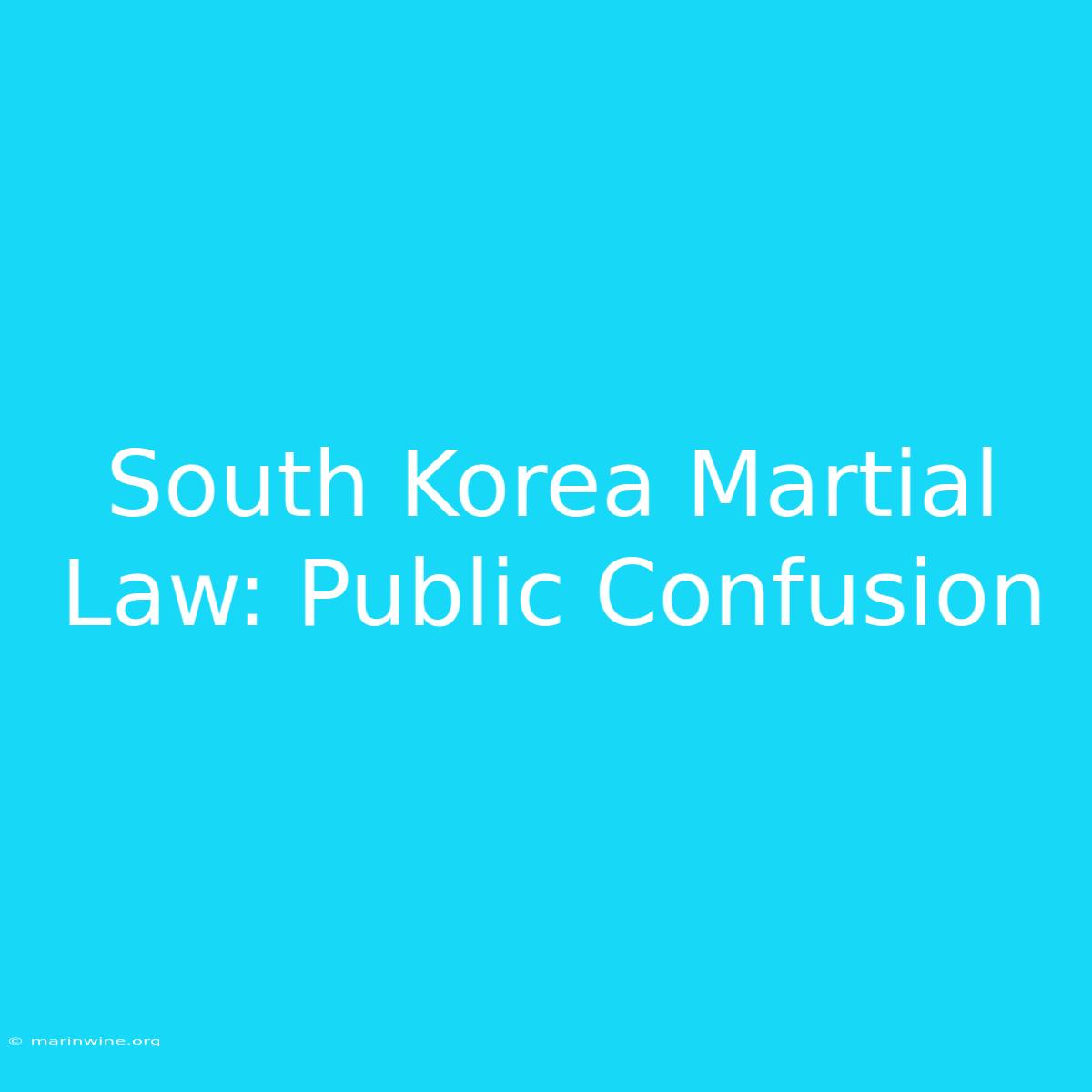 South Korea Martial Law: Public Confusion