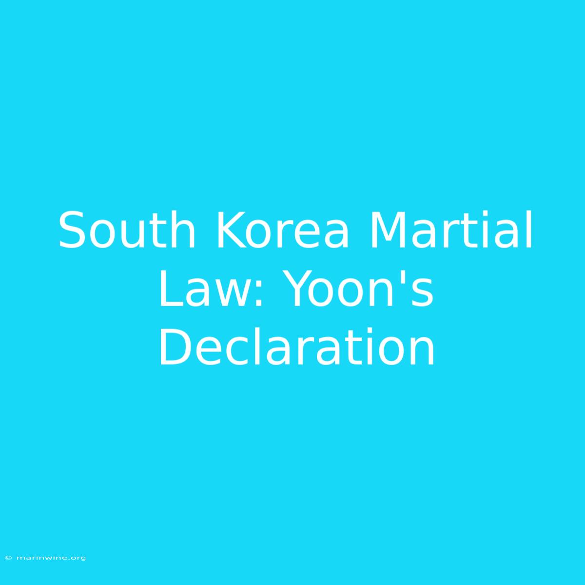 South Korea Martial Law: Yoon's Declaration