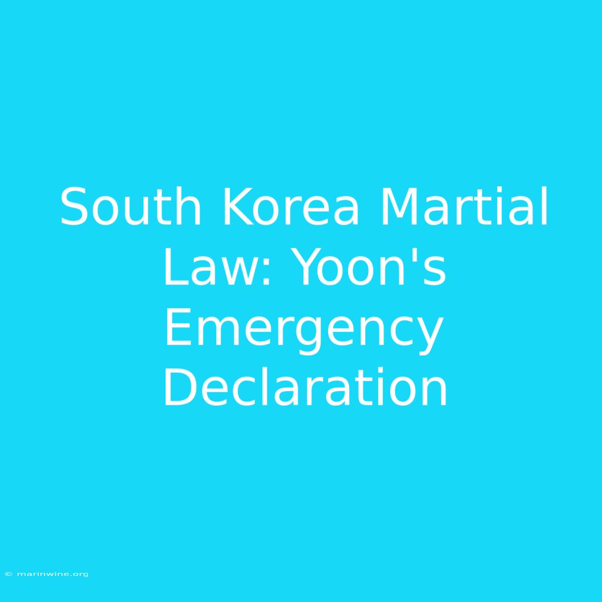 South Korea Martial Law: Yoon's Emergency Declaration