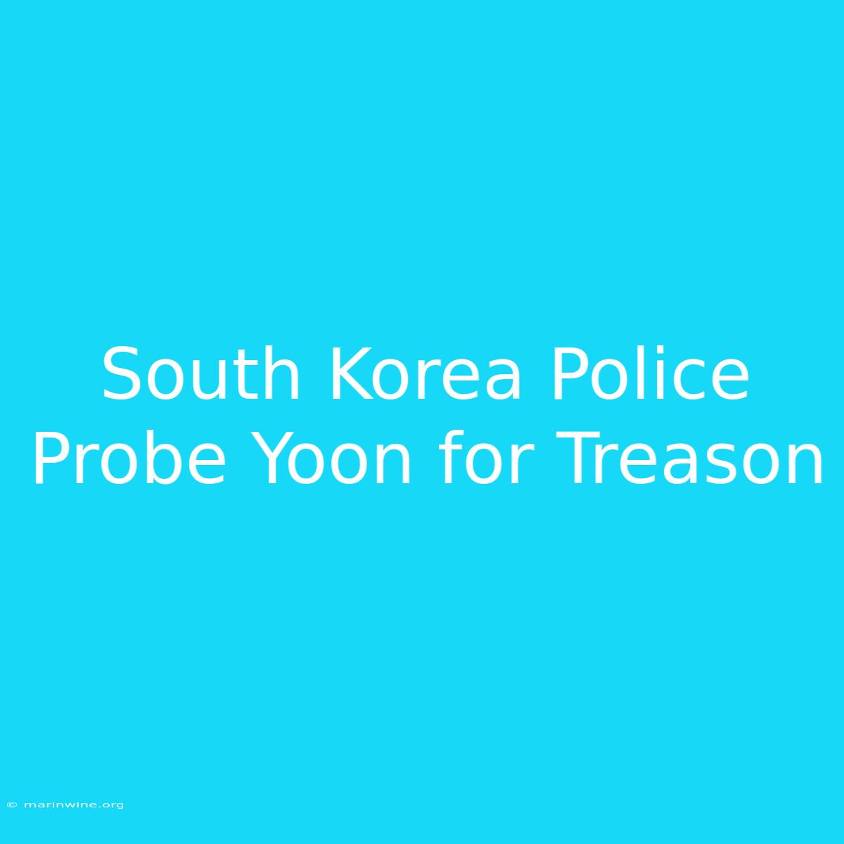 South Korea Police Probe Yoon For Treason