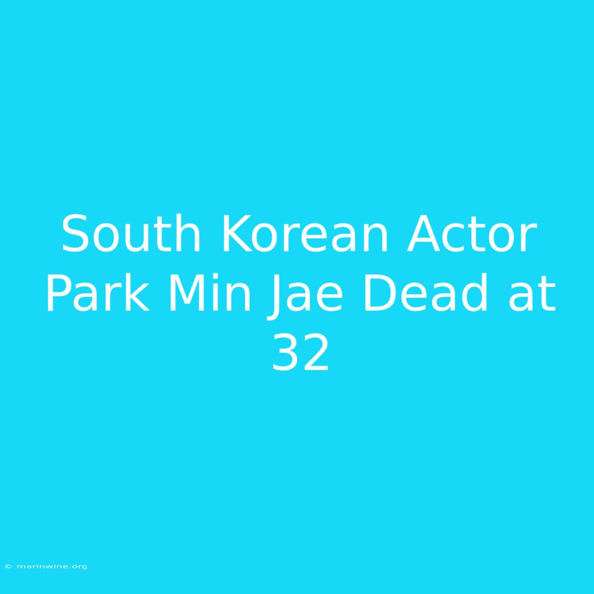 South Korean Actor Park Min Jae Dead At 32