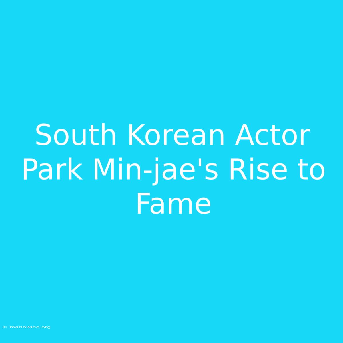 South Korean Actor Park Min-jae's Rise To Fame