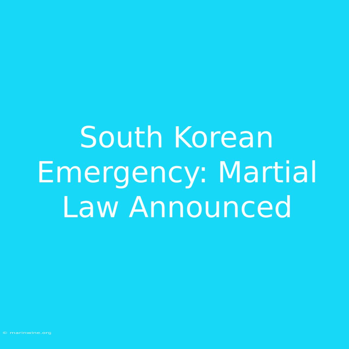 South Korean Emergency: Martial Law Announced